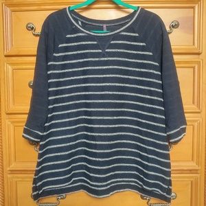 NYDJ Mediterranean Blue White Striped Sweater